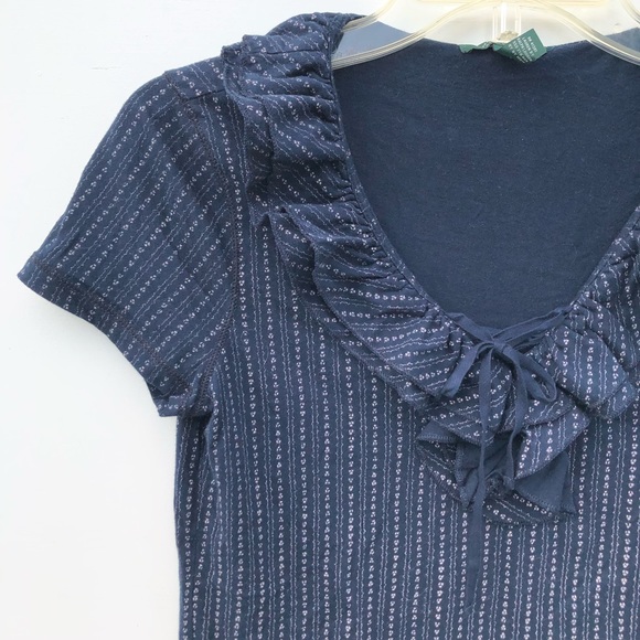 Ralph Lauren Navy Printed V Neck Short Sleeve XS - Picture 2 of 5